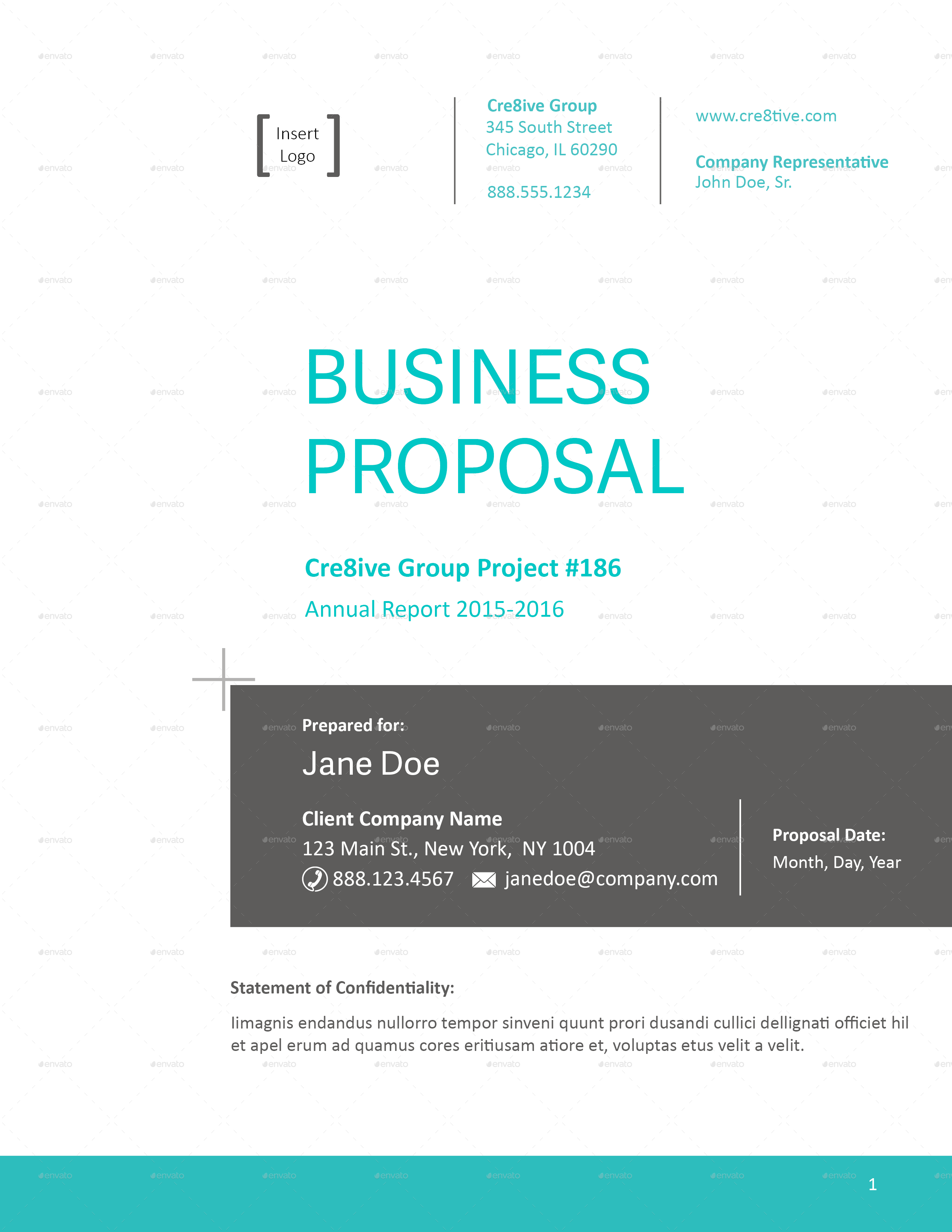 cover page sample for business plan
